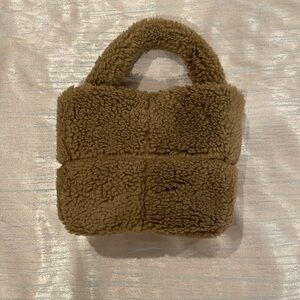 Cozy Brown Handbag- Fluffy Brown Teddy Mini Bag Tote Purse